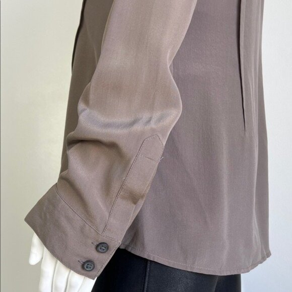 Banana Republic Silk Utility Shirt Brown Size 8 - Picture 4 of 8
